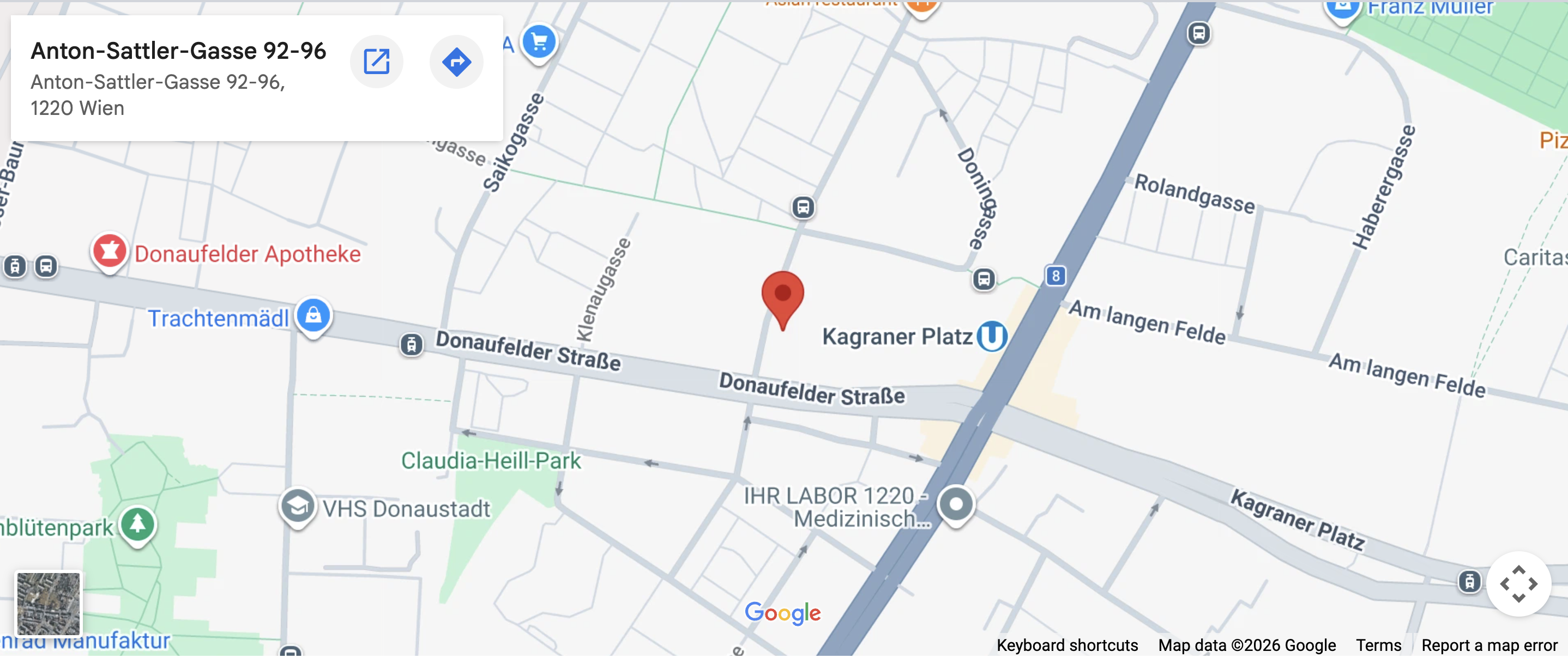 Google Maps - Anton-Sattler-Gasse 92-96, 1220 Wien, Österreich